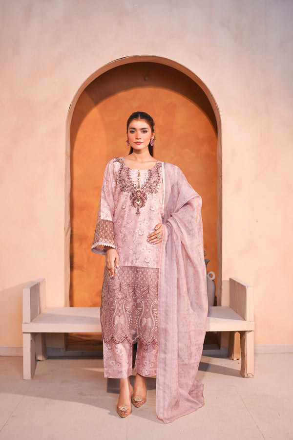 SHEHZADI PATCH EMBROIDERY 3PC LONG LENGTH
